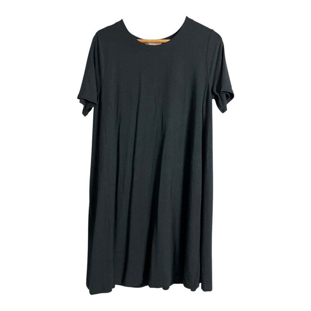 LOFT Short Sleeve Midi T-Shirt Dress Black Women's Size M Casual Everyday Chic